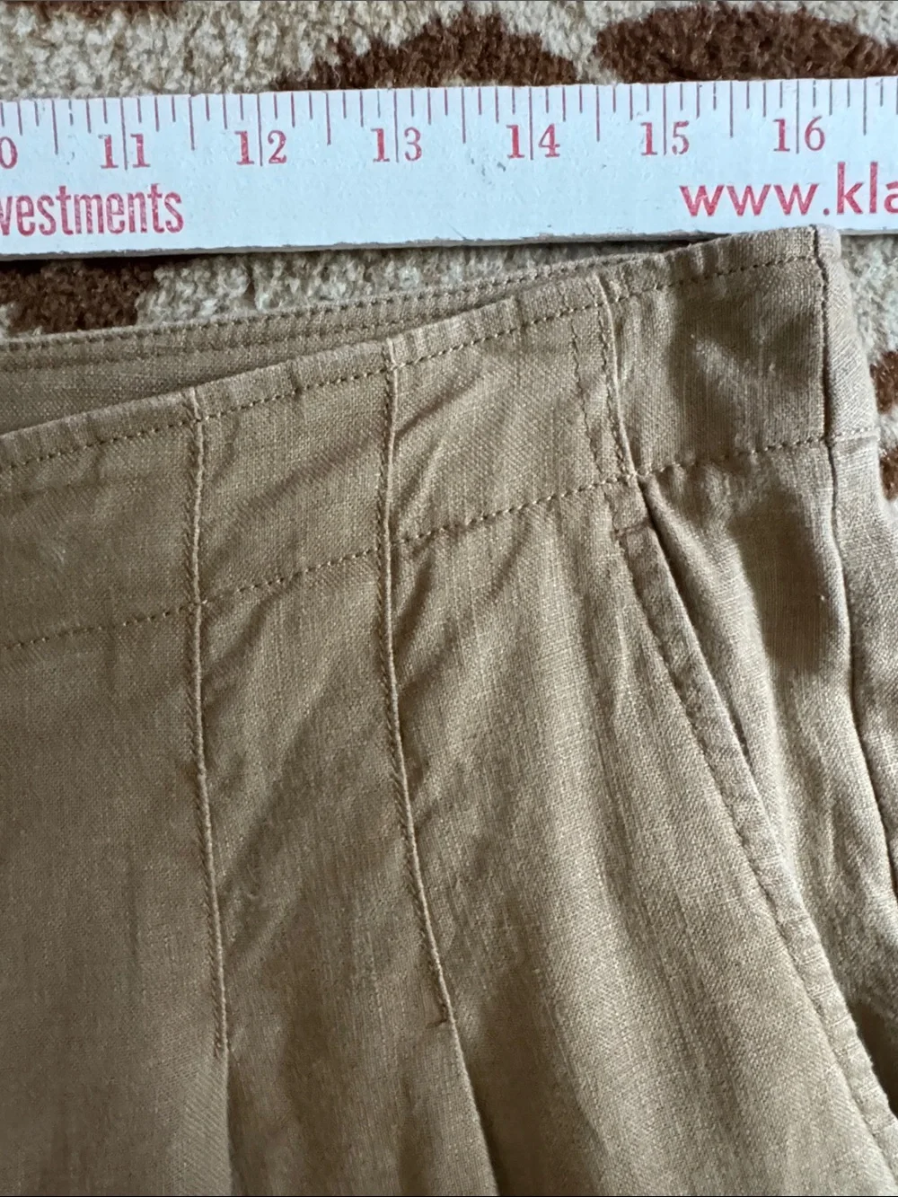 Banana Republic High Rise Linen Wide Leg Pleated Trouser Pants Womens 10L Tan